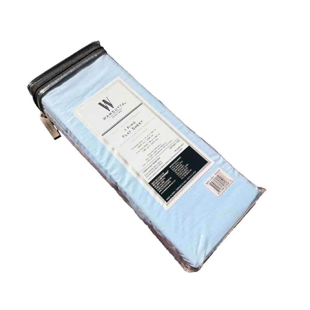 new* Oversized LIGHT BLUE Wamsutta Cool Percale Egyptian Cotton KING Flat Sheet